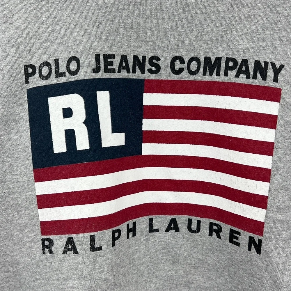Vintage 90s Polo Ralph Lauren Company Large American Flag Preppy Sweatshirt M